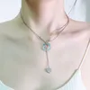 Brand de créateur titane acier français élégant tiffays classiques bleu tombant huile love carrée zircon