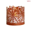 Candle Holders 50Pcs Halloween Web Paper Cut Hollow Flameless Tea Light Lam