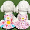 Dog Apparel Print Floral Skirt Spring Summer Harness Dress With D-Ring Shirt Cat Puppy Chest Strap Pet Clothes