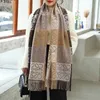 Scarves Loewee Colored Golden Silk Family Scarf Old Pattern Checkerboard Plaid Imitation Cashmere Scarf Winter Shawl Women's Wool 52al