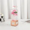Flores decorativas 3 cabeças sabonete rosa buquê com caixa de presente de flor de pvc artificial dia dos namorados para professor amigo