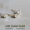 Stud GOLDtutu 14k Solid Gold Crystal Earring Mini Dainty Minimal Simple Style Gift Small Earrings for Women Jewelry 230130239w
