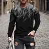 Erkek Tişörtleri Retro Flame Serisi 3D Baskı Yaz O yaka T-Shirt Sıradan Uzun Kollu Büyük Boyut Pullover Moda Trend Erkek Giyim