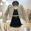 Damenjacken Vintage Langarm Frauen Plaid Mantel Einreiher Schlanke Taille Mit Gürtel Schärpen Weibliche Tweed Koreanische 2023 Herbst