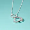 Designer Brand Tiffays 925 Silver ketting boetiek sieraden dubbele hartvorm Sterling High Edition