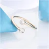 Band Rings 18K Gold Luxury Crystal Diamond Shining Esigner Rings For Women Girls 925 Sier Spring Horse Eye Stone Simple Ring Jewelry D Dhaer