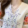 Frauen Blusen Plus Größe OL Büro Frauen Tops Und Bluse Vintage Kurzarm Chiffon Druck Blusas Mujer De Moda 2023 elegante Sommer