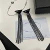 Stud Womens Designer Jewelry Luxury Diamonds Triangle Earring Fashion Märke Black Gems Tassel Earrings Chain Dangle Ear Studs Pardrop For Lady Gifts -3