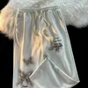 Damesbroek Amerikaanse retro minimalistische zijletter gedrapeerd sanitair voor mannen en vrouwen in de lente herfst casual losse wijde pijpen