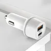 Universal 2.4A 12W Dual Ports USB C Type C PD Car Charger Auto Power Adapters för iPad iPhone 13 14 15 Pro Samsung Huawei Android -telefon med låda