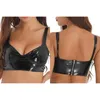 Women's Tanks Woman Wetlook Patent Leather Crop Top Gothic Style Nightclub Punk Party Latex Clubwear Wide Shoulder Straps Wireless Camisole