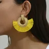 Dangle Chandelier Wholesale Bohemian Vintage Colored cotton Tassel Earrings Heart hollow design Pagoda fan Dangling Eardrop Female 231219