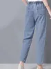 Jeans da donna Vintage a vita alta alla caviglia Blu Harem Pantaloni in denim elastico di grandi dimensioni 4xl Donna Jogger Vaqueros Casual Baggy Spodnie 231219
