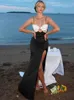 Abiti casual Avrilyaan abito sexy senza schienale pieghettato in raso donna 2024 elegante vacanza aderente estate divisa lunga vestido