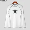 Män s t shirts 2023 män t shirt tryck o nack lång ärm fitness streetwear casual kläder höst koreansk stil tee topps s 5xl incerun 231219