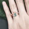 Anéis de casamento GEM'S BALLET Vintage Moss Agate Ring Set 925 Anel de noivado de prata esterlina Exclusivo Chevron Cluster Bridal Wedding Band Set Anel 231219