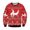 Męskie swetry 2023 Boże Narodzenie Karnawał Unisex Fun Gift Święty Mikołaj Elf Elf sweter jesień/zima swattersweater pasujący setsseater