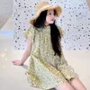 Robes d'été pour petites filles, vêtements français décontractés, imprimé Floral jaune personnalisé