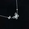 Brand de créateur Tiffays High Edition Phantom Butterfly Collier For Womens Unisexe Ins Luxury Luxury Small Style Fairy Sparkling Diamond Collar Chain