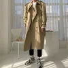 Men's Trench Coats Double-Breasted Long Overcoat Spring Autumn Korean Fashion Loose Windcoat Handsome Male Windbreaker Outerwear