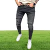 Jeans mens noirs moto skinny stretch stretny ripped pantals pantals streetwear s pure couleur élastique 2204086750537