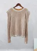 Women s Sweaters Sparkling Gold Color Women Fashion O Neck Lantern Sleeve Bright Silk Knitted Pullover Autumn Chic Office Ladies Jumper 231219