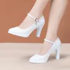 Elbise ayakkabıları 9cm artı boyut 32-43 sığ seksi beyaz düğün gerçek deri 2023 sonbahar yüksek topuklu pompalar platform ofis modeli