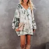 Dameshoodies Lente Modieuze Tie Dye Gedrukt Lange mouwen V-hals Los Casual Home Uitgebreide Lantaarnmouwen Comfortabele hoodie