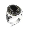 30 styles Vintage fait à la main chevalière turque pour hommes femmes antique couleur argent noir Onyx pierre Punk anneaux bijoux religieux 190W