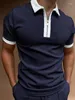 Men's T Shirts Trendy European And American-Style Plus Size Zipper Color Matching Top Polo Shirt