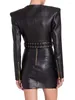 Two Piece Dress BEVENCCEL 2023 Autumn And Winter Women's Wear Perforated Leather Short Jacket Skirt Fashion Sexy Party 2-piece PU Set