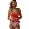 Maillots de bain pour femmes Beachsissi Smocké Poitrine Tankini Maillot De Bain Ourlet À Volants Mignon Bikini Ensemble Bain Été Beachwear 2023