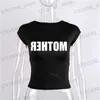 T-shirt Femme Dos nu à manches courtes Blanc Y2K Vêtements Crop Top Femmes Esthétique 2022 T-shirts d'été Sexy lettre Goth Fairy grunge Cut Out emo T231220