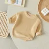 Pullover Suefunskry nyfödd babyflicka pojke stickad långärmad höst vintertröja solid lös pullover casual tops barn kläder 3m-5yl231215