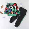 Trui Jongenskleding Sets Nieuwe Herfst Jongenskleding Print Sweatshirt Broek 2 Stuks Pak Casual Kinderkleding Sets voor 1-5 Jaar L23121511