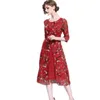 Party Dresses Robe Femme Red 2023 Chiffon Vestido Plus Size Floral Summer Dress Women Clothing O-Neck Woman Vestidos Mujerfyy512