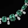 Zincirler Vintage Lab Emerald Elmas Kolye 925 STERLING Silver Party Düğün Çoku Kadınlar Gelin Vaat Takı Hediyesi