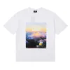 トレンディな新しいKith Limited Sky Sea of​​ Clouds High-definition Printed半袖カジュアルカップルTシャツ夏の男性と女性のためのTシャツ