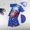 Indossare un costume da bagno per bambini di 18 anni con protezione UV Costume da bagno per ragazzo squalo Stampa 3 pezzi Costume da bagno per bambini con spacco simpatico cartone animato