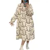 Women's Sleepwear Women Sleep Dress Female Fleece Cute Print Long Nightgown Cartoon Pajama 2024 Winter Lady Plus Size Clothing Casual