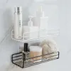 Atualizar prateleira do banheiro sem perfuração de ferro prateleiras chuveiro shampoo rack armazenamento cosméticos titular fixado na parede chuveiro organizador