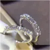 Cluster ringen Cluster ringen Lab Diamond Ring 925 Sterling Sier Sieraden Engagement Wedding Band voor vrouwen Bruidsverklaring Party Access Dhohu