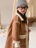2023 Winter Girls Long Thick Warm Single Fleece Jacket Baby Kids Children Coat Outerwear 231220