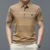 Browon Brand Polo Shirt Men's Top 2023ファッションインテリジェントカジュアル半袖オフィスウェアストライププリント夏231220