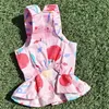 Dog Apparel Print Floral Skirt Spring Summer Harness Dress With D-Ring Shirt Cat Puppy Chest Strap Pet Clothes