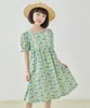 Robes de fille Style pastoral français robe d'été pour enfants col carré ruban fleur fragmentée bébé filles coton