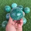 Decorative Figurines Beautiful Natural Amazonite Crystal Gemstone Sphere Meditation Reiki Healing Amazon Stone Ball Home Decor Madagascar