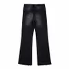 Men's jeans American street trend flared wash patchwork color high street straight pants men and women with the same high-waisted slimming wide-leg pants