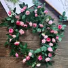 Decorative Flowers Simulated Roses Vines Artificial Flower Pipelines Floral Decor Silk Background Walls Hanging Home Accessories