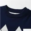 Pullover Plover Autumn and Winter Boys Warm tröja mönstrad gitterhuv Långt -Leeved College Wind Baby Boy Knit Sweaterl231215 DRO DH4XS